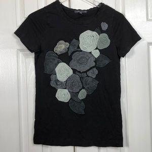 J Crew Gray Floral Tee Small